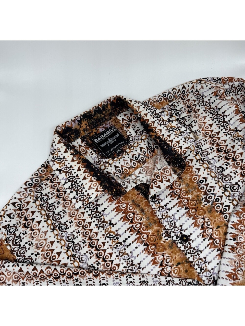 Barabas Men’s Button Down Shirt Abstract Aztec Clubbing Long Sleeve XXL